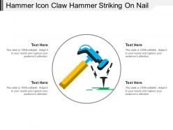 Hammer icon claw hammer striking on nail