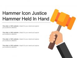 Hammer icon justice hammer held in hand