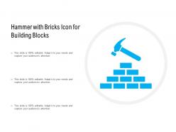 Hammer with bricks icon for building blocks