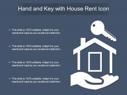Hand and key with house rent icon