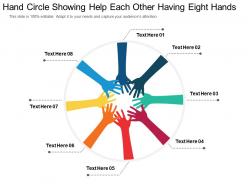 Hand circle showing help each other having eight hands