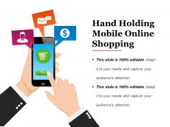 Hand holding mobile online shopping presentation deck