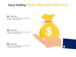 Hand holding money bag with dollar icon