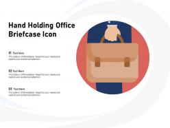 Hand holding office briefcase icon