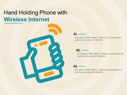 Hand holding phone with wireless internet