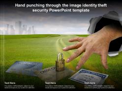 Hand punching through the image identity theft security powerpoint template