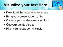 Hand pushing button on a touch tablet powerpoint templates ppt themes and graphics 0113