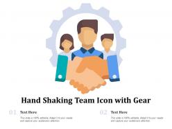 Hand shaking team icon with gear