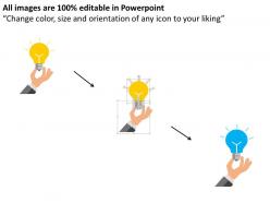 Hand with bulb for idea generation flat powerpoint design
