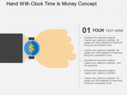 Hand with clock time is money concept flat powerpoint design