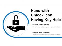 Hand with unlock icon having key hole