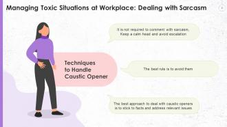 Handling A Caustic Opener At Workplace To Avoid Conflicts Training Ppt
