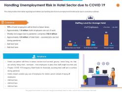 Handling unemployment risk in hotel sector due to covid 19 ppt powerpoint presentation file