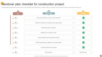 Handover Plan Checklist For Construction Project