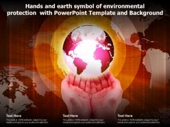 Hands and earth symbol of environmental protection with powerpoint template and background