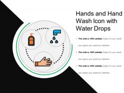 Hands and hand wash icon with water drops