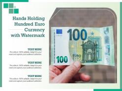 Hands holding hundred euro currency with watermark