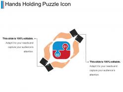 Hands holding puzzle icon ppt sample presentations