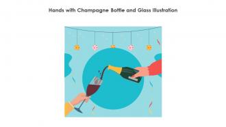 Hands With Champagne Bottle And Glass Illustration