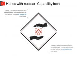 Hands with nuclear capability icon ppt templates