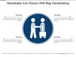 Handshake icon person with bag handshaking