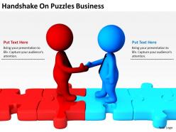 Handshake On Puzzles Business Ppt Graphics Icons PowerPoint