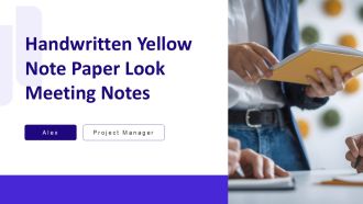 Handwritten Yellow Note Paper Look Meeting Notes PPT Mockup AT