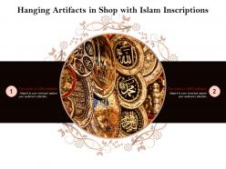 Hanging artifacts in shop with islam inscriptions
