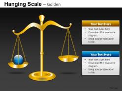 Hanging scale golden powerpoint presentation slides db