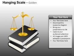 Hanging scale golden powerpoint presentation slides db