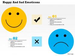 Happy and sad emoticons flat powerpoint design