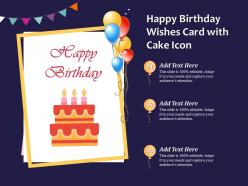 Happy birthday wishes card with cake icon