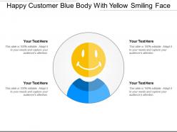Happy customer blue body with yellow smiling face