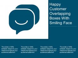 Happy customer overlapping boxes with smiling face