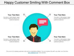 Happy customer smiling with comment box