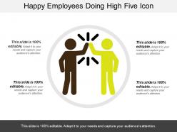 Happy employees doing high five icon