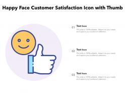Happy face customer satisfaction icon with thumb