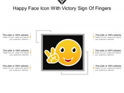 Happy face icon with victory sign of fingers