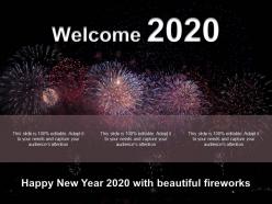 Happy New Year 2020 With Beautiful Fireworks Ppt Icons