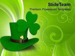 Happy st patricks day long hat and clover leaf saint templates ppt backgrounds for slides
