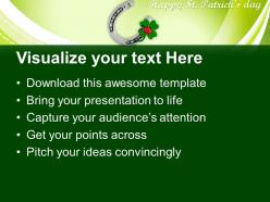 Happy st patricks day shamrock with lucky symbol templates ppt backgrounds for slides