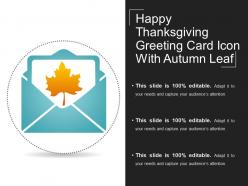 Happy thanksgiving greeting card icon with autumn leaf
