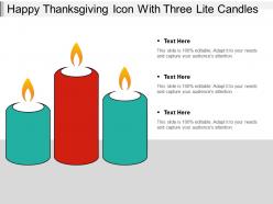 Happy thanksgiving icon with three lite candles