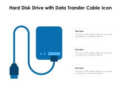 Hard disk drive with data transfer cable icon