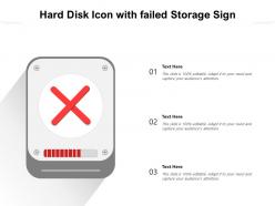 Hard disk icon with failed storage sign