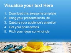Hat and flip flop beach powerpoint templates and powerpoint backgrounds 0411