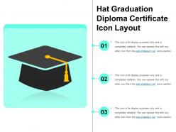 Hat graduation diploma certificate icon layout