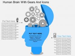 Hb human brain with gears and icons flat powerpoint design