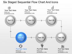 Hb six staged sequential flow chart and icons powerpoint template