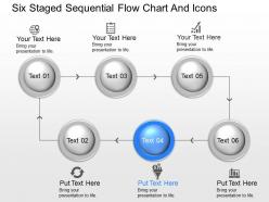 Hb six staged sequential flow chart and icons powerpoint template